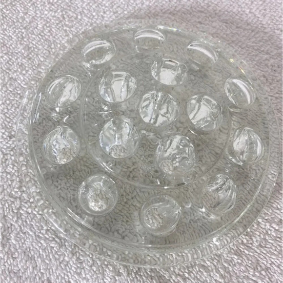 Vintage Clear Glass 16 Hole  Flower Frog Flower Holder Stem Holder Arrangement - Picture 1 of 8